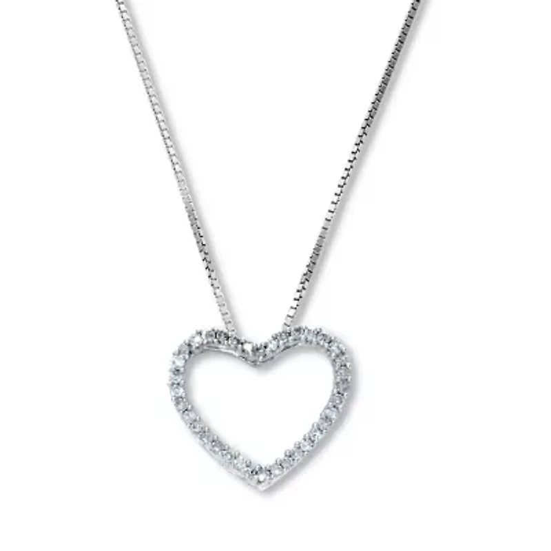.21 TCW Diamond Sterling Silver Heart Pendant and Chain 18 Inches