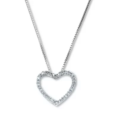 .21 TCW Diamond Sterling Silver Heart Pendant and Chain 18 Inches