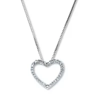 .21 TCW Diamond Sterling Silver Heart Pendant and Chain 18 Inches