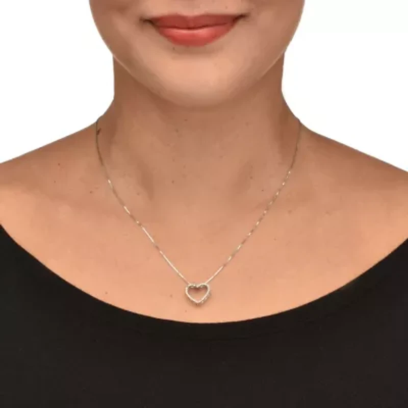 .21 TCW Diamond Sterling Silver Heart Pendant and Chain 18 Inches