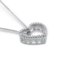 .21 TCW Diamond Sterling Silver Heart Pendant and Chain 18 Inches