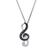 .18 TCW Diamond Sterling Silver Music Note Pendant and Chain 18 Inches