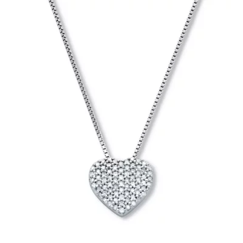 .22 TCW Diamond Sterling Silver Heart Pendant and Chain 18 Inches
