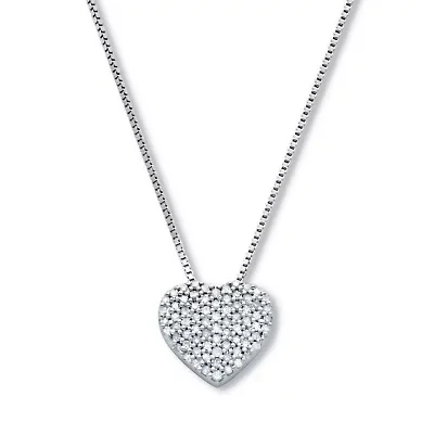 .22 TCW Diamond Sterling Silver Heart Pendant and Chain 18 Inches