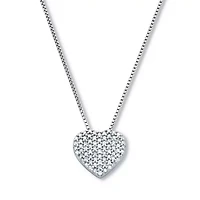 .22 TCW Diamond Sterling Silver Heart Pendant and Chain 18 Inches