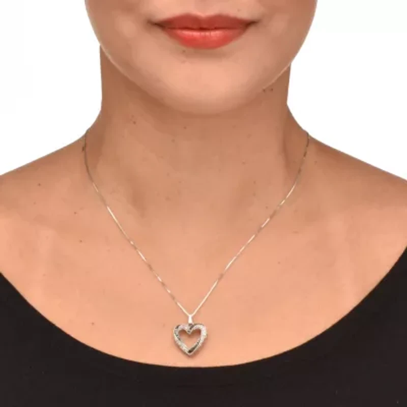 .22 TCW Black and White Diamond Sterling Silver Pendant and Chain 18 Inches