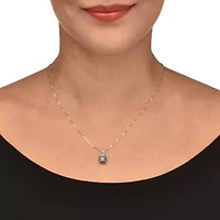 .06 TCW Black Diamond Sterling Silver Square Pendant and Chain 18 Inches