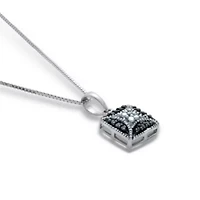 .06 TCW Black Diamond Sterling Silver Square Pendant and Chain 18 Inches