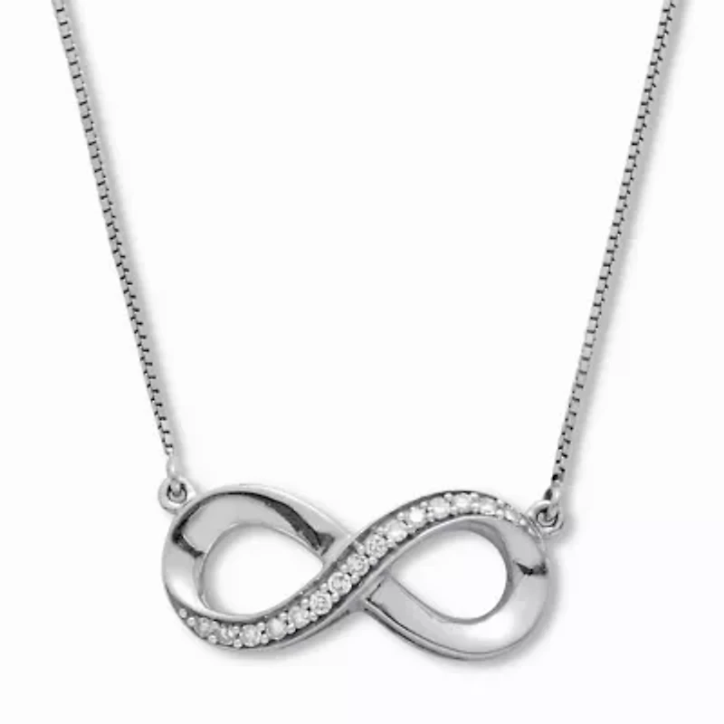 .09 TCW Diamond Sterling Silver Infinity Pendant and Chain 18 Inches