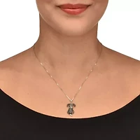 .10 TCW Black and White Diamond Sterling Silver Dog Pendant and Chain 18 Inches