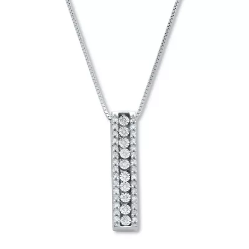 21 TCW Diamond Sterling Silver Multi-Bar Pendant and Chain 18 Inches