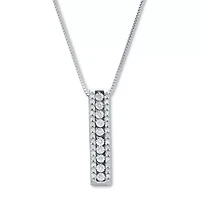 21 TCW Diamond Sterling Silver Multi-Bar Pendant and Chain 18 Inches