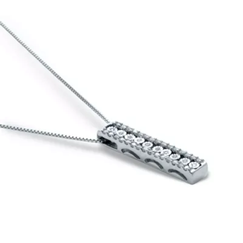 21 TCW Diamond Sterling Silver Multi-Bar Pendant and Chain 18 Inches