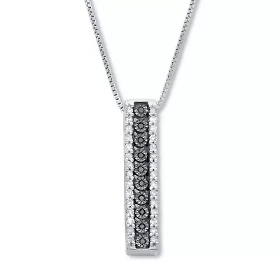 .21 TCW Black Diamond Sterling Silver Multi-Bar Pendant and Chain 18 Inches