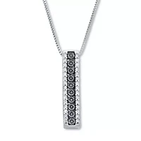 .21 TCW Black Diamond Sterling Silver Multi-Bar Pendant and Chain 18 Inches