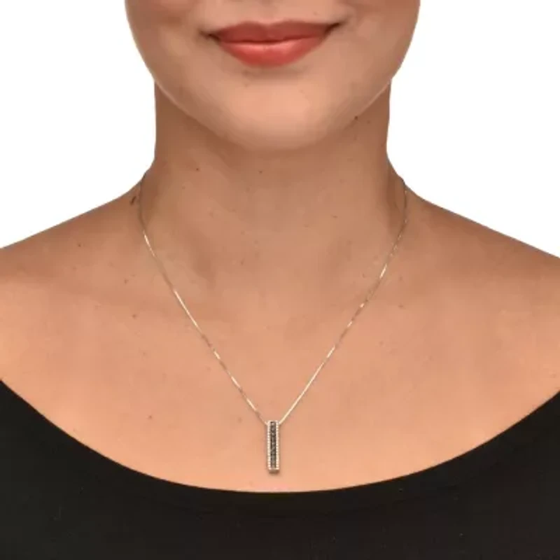 .21 TCW Black Diamond Sterling Silver Multi-Bar Pendant and Chain 18 Inches