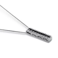 .21 TCW Black Diamond Sterling Silver Multi-Bar Pendant and Chain 18 Inches