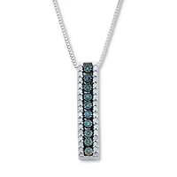 .21 TCW Blue Diamond Sterling Silver Multi-Bar Pendant and Chain 18 Inches