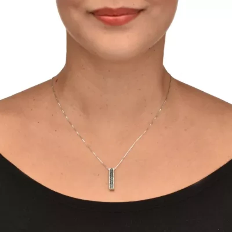 .21 TCW Blue Diamond Sterling Silver Multi-Bar Pendant and Chain 18 Inches