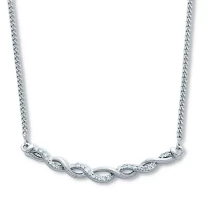.12 TCW Diamond Sterling Silver Twisted Necklace 18 Inches