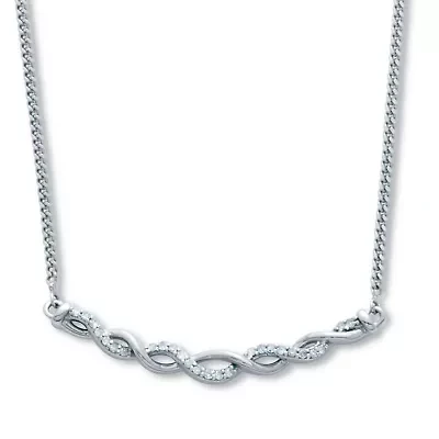 .12 TCW Diamond Sterling Silver Twisted Necklace 18 Inches