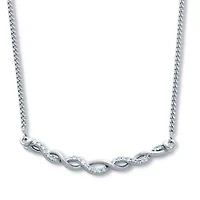 .12 TCW Diamond Sterling Silver Twisted Necklace 18 Inches