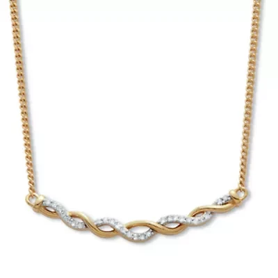 .12 TCW Diamond 18K Gold-Plated Sterling Silver Twisted Necklace 18 Inches