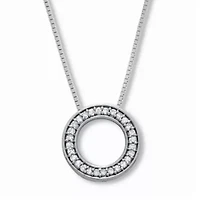 .14 TCW Diamond Sterling Silver Circle Necklace 18 Inches
