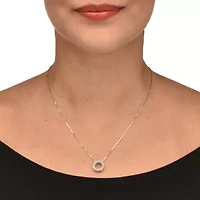 .14 TCW Diamond Sterling Silver Circle Necklace 18 Inches