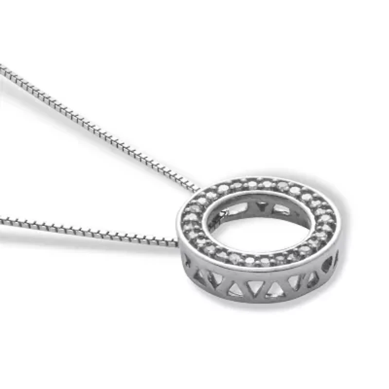.14 TCW Diamond Sterling Silver Circle Necklace 18 Inches
