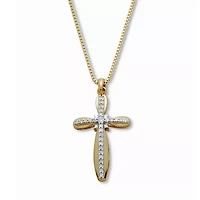.16 TCW Diamond 18K Gold-Plated Sterling Silver Cross Pendant 18 Inches