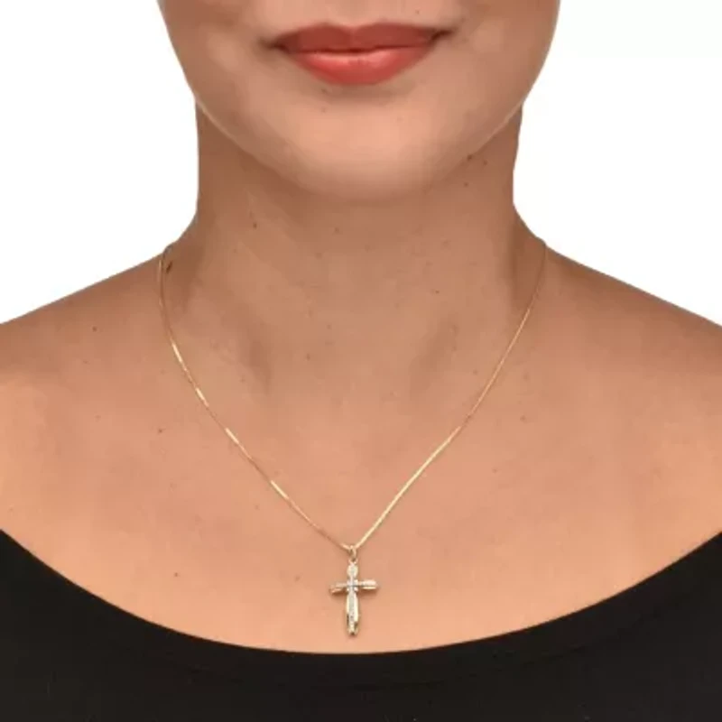 .16 TCW Diamond 18K Gold-Plated Sterling Silver Cross Pendant 18 Inches