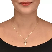 .16 TCW Diamond 18K Gold-Plated Sterling Silver Cross Pendant 18 Inches