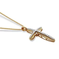 .16 TCW Diamond 18K Gold-Plated Sterling Silver Cross Pendant 18 Inches