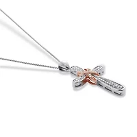 .23 TCW Diamond Platinum-Plated Sterling Silver Cross Pendant 18 Inches