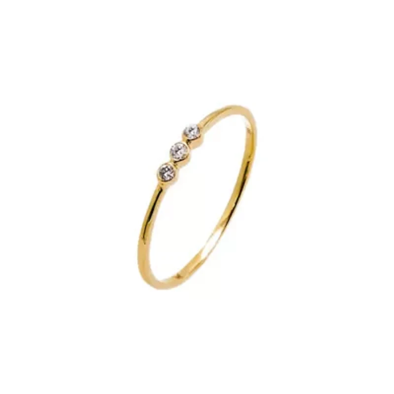 Diamond Triple Bezel Dainty Ring 14K