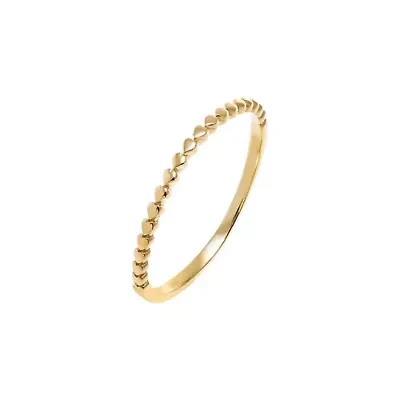 Solid Mini Beaded Hearts Ring 14K