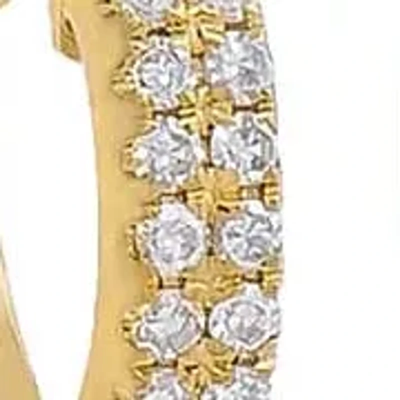 Diamond Double Row Huggie Earring 14K