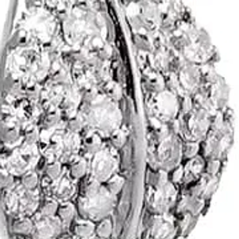 Diamond Pave Leaf Huggie Earring 14K