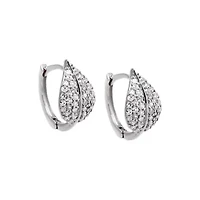 Diamond Pave Leaf Huggie Earring 14K