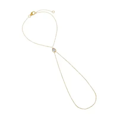 Lab Created Lab Grown Diamond Pear Bezel Chain Bracelet 14K