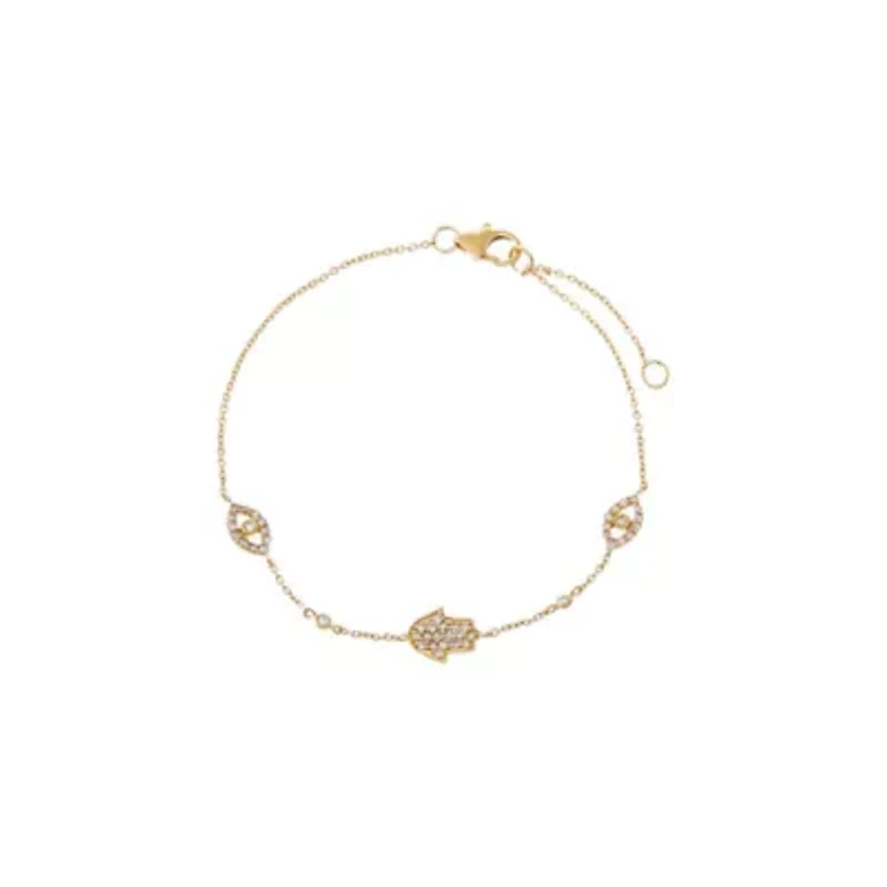 Diamond Pave Mixed Shape Motif Bracelet 14K