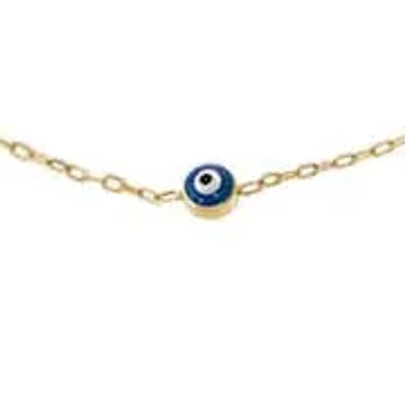 Sapphire Blue Evil Eye Station Bracelet 14K