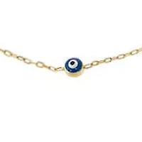 Sapphire Blue Evil Eye Station Bracelet 14K