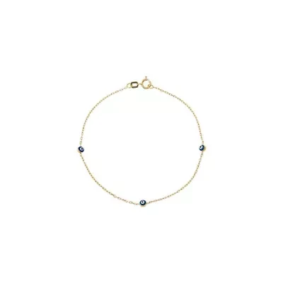 Sapphire Blue Evil Eye Station Bracelet 14K