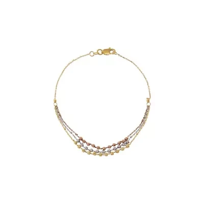 Tri-Color Beaded Bracelet 14K