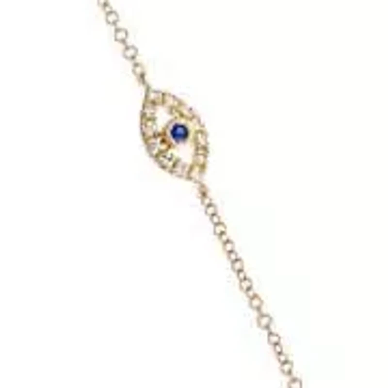 Diamond Open Evil Eye Hand Chain 14K