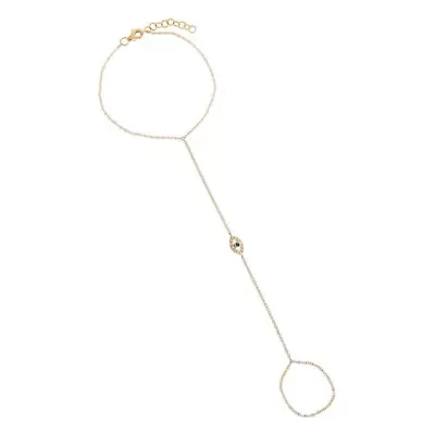 Diamond Open Evil Eye Hand Chain 14K