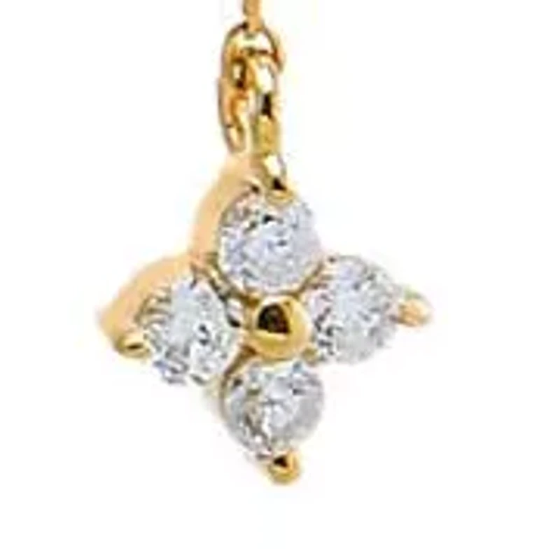 Floral Diamond Chain Drop Earrings 14K