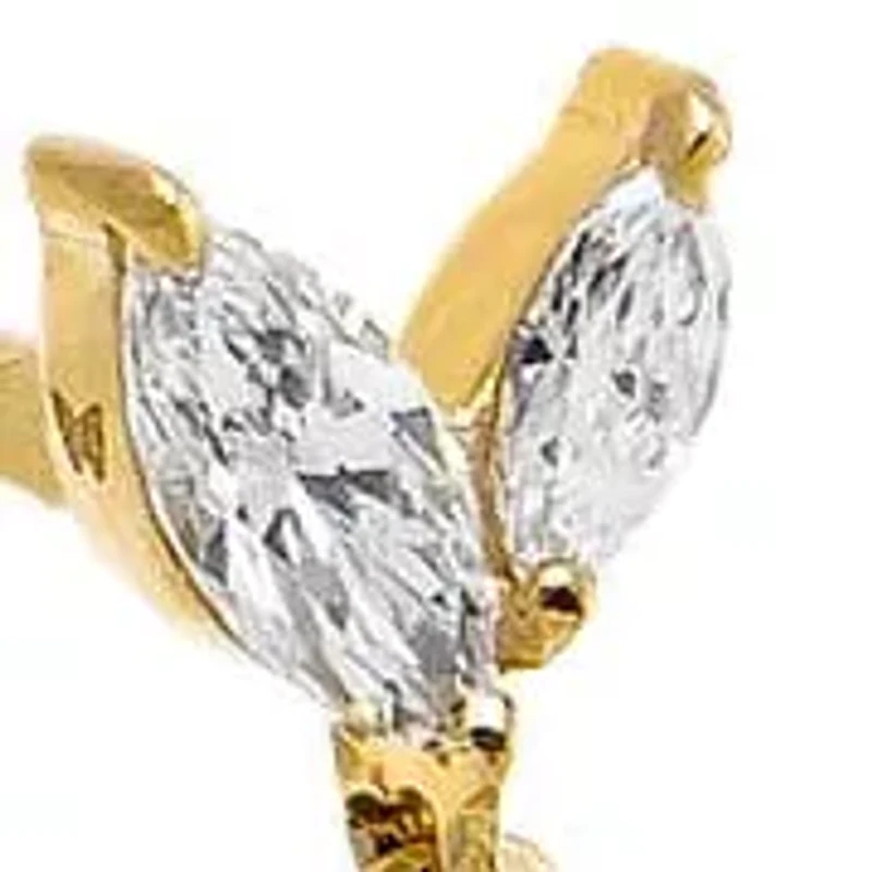 Lab Created Lab Grown Diamond Marquise Wing Drop Stud Earring 14K